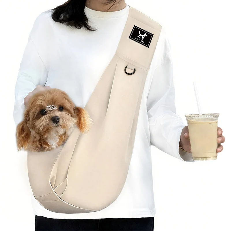 PAWPUBBY Sling Chien Petit – Porte-Chien Mains Libres (Taille M) Apricot