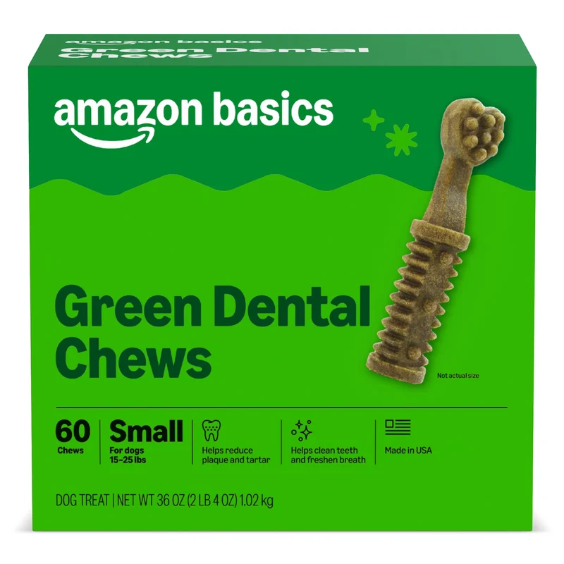 Amazon Basics Friandises Dentaires pour Chiens – Petits Chiens, 60 bouchées non aromatisées | 2,25 lb