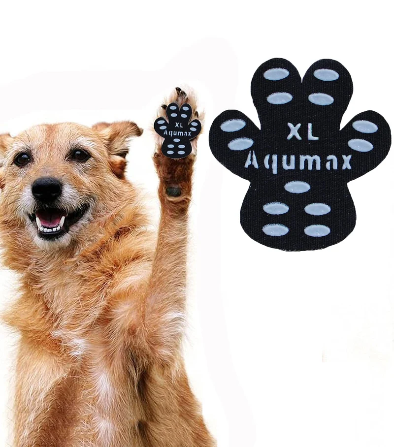 Aqumax Protège-pattes Antidérapants XL – Grip pour Chiens Seniors, 12 jeux (48 pièces), Noir