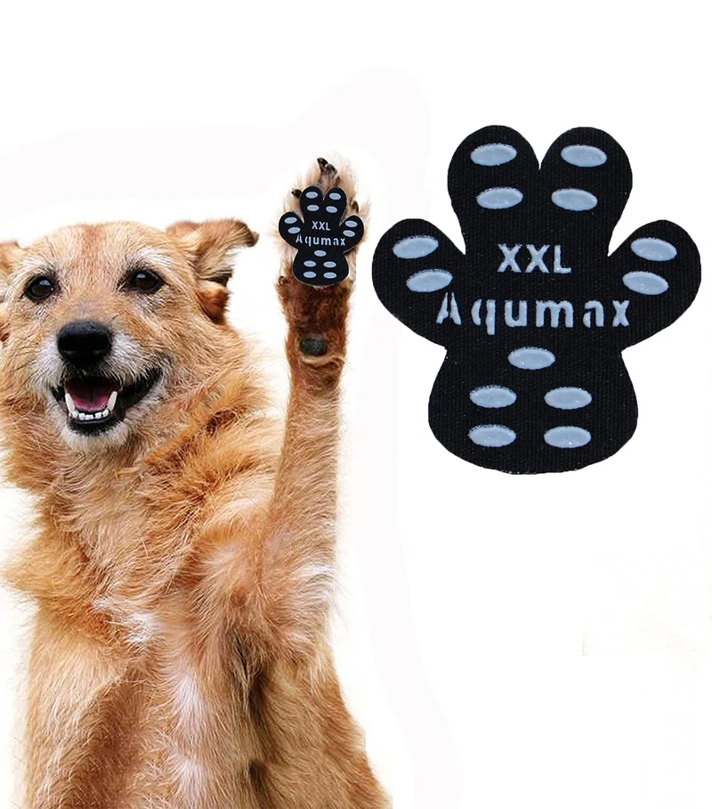 Aqumax Protège-Pattes pour Chien – Tampons Antidérapants XXL Noirs (12 ensembles, 48 pièces)