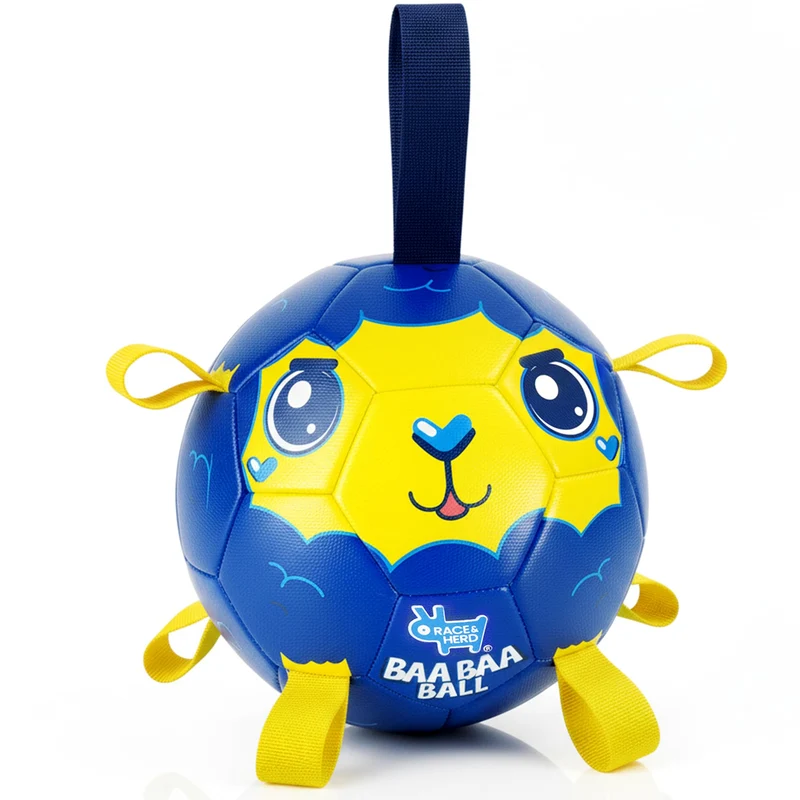 Race&Herd BaaBaaBall – Balle de football pour chiens 9 pouces, durable et flottante (Bleue)