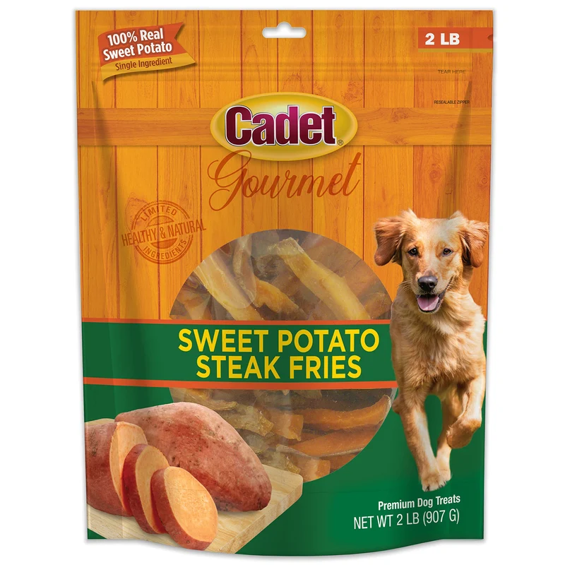 Cadet Gourmet Frites de Patate Douce pour Chiens – Friandises Naturelles d’Entraînement (2 lb)