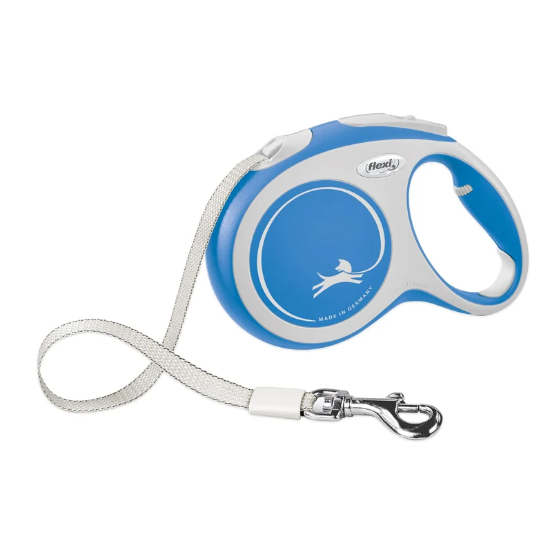 Laisse rétractable FLEXI New Comfort – Confort ergonomique et durable, anti-enchevêtrements, pour chiens jusqu’à 60 kg, 5 m, Bleu/Pastel