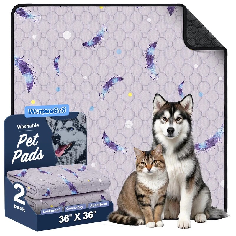 WanpeeGoo Tapis Pipi Lavables pour Chiens – Lot de 2, 36x36, Absorbants & Anti-Débordement