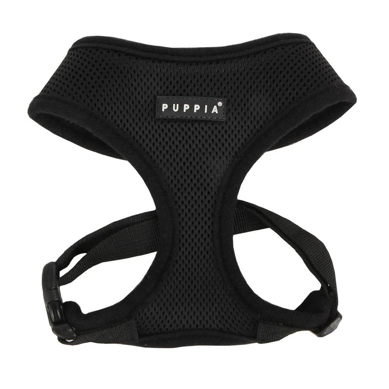 Harnais Puppia Doux pour Chien – sans étranglement, par-dessus la tête, mesh respirant, boucle rapide, noir, taille moyenne