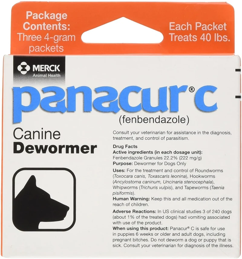 Panacur C Vermifuge Canin (Fenbendazole), 4 g, 3 sachets – Rouge
