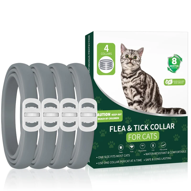 KYGNE — 4 colliers antiparasitaires pour chats gris – Protection jusqu'à 32 mois