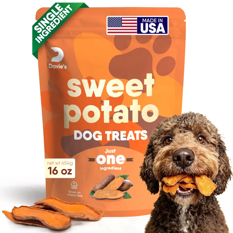 Friandises pour chien Davie’s Naturals à la patate douce – naturelle et faible en gras, sachet 1 lb