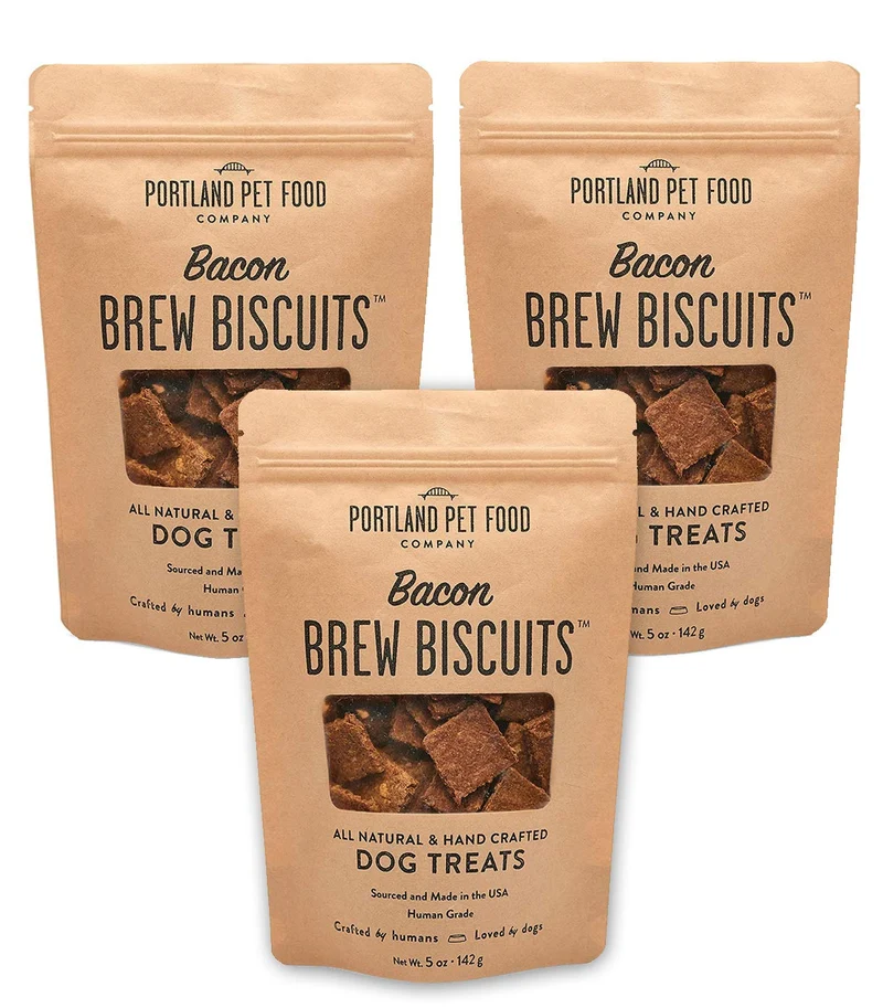 Biscuits Brew Portland – friandises pour chiens au bacon, naturelles et de qualité humaine – fabriquées aux États-Unis – Multipack 3 x 5 oz