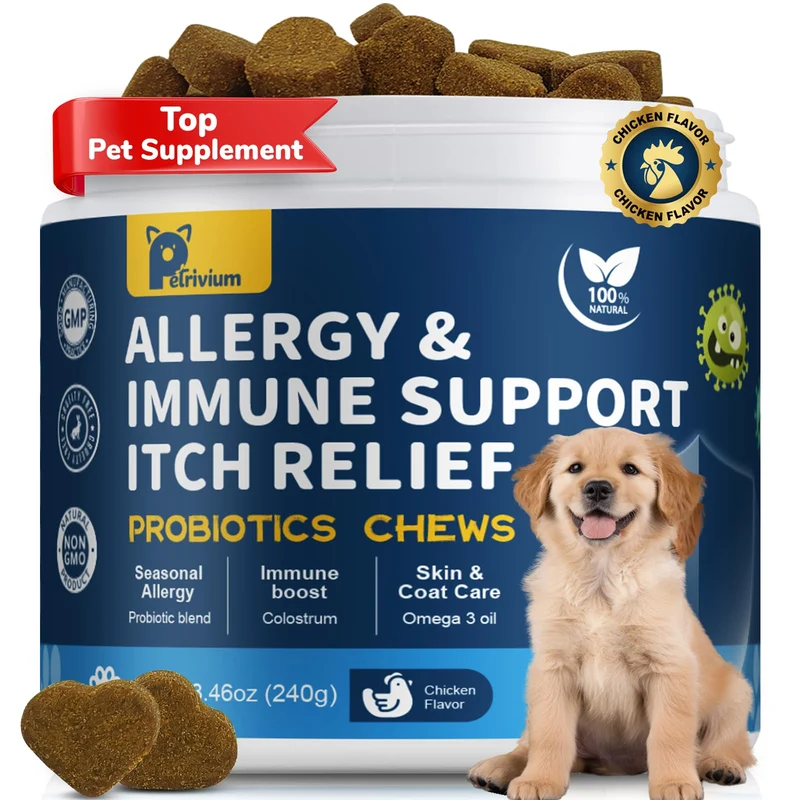 Petrivium – Compléments pour chiens allergie et démangeaisons | Probiotiques, Oméga-3 et Colostrum