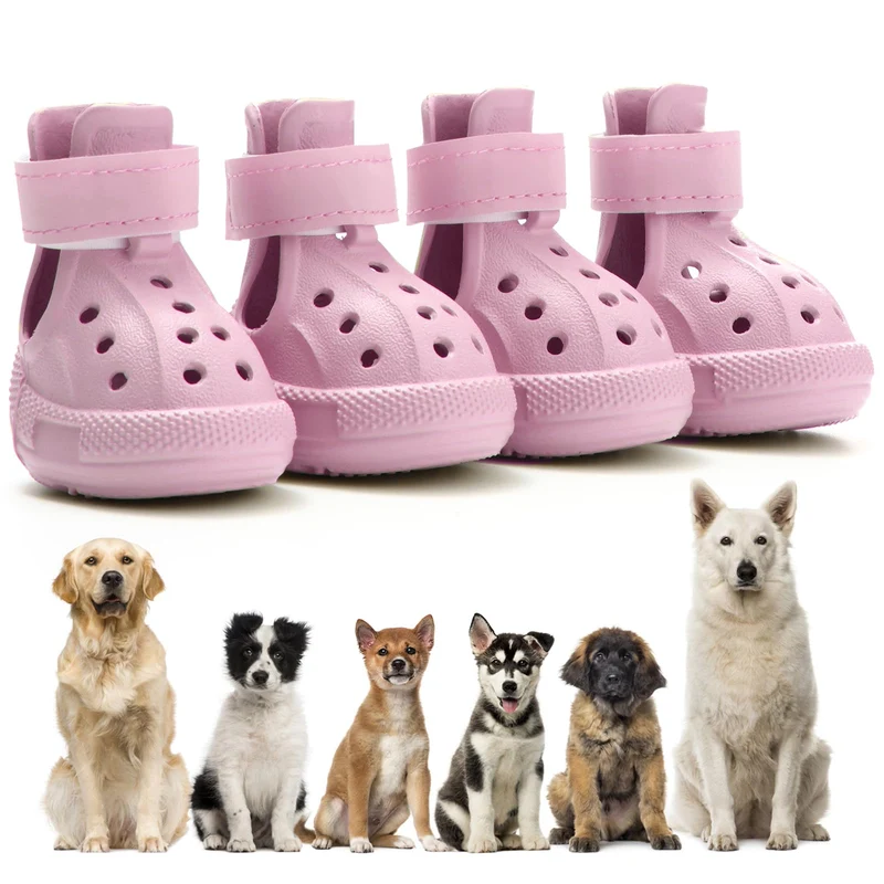 UGRASEA Bottes pour Chien — Pour Trottoirs Chauds, Antidérapantes, Imperméables et Faciles à Enfiler (Rose, Taille 8)