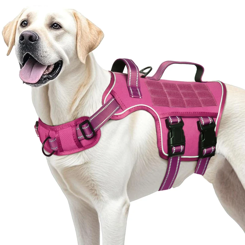 RunFido Harnais Chien Large – Anti-Tirage, Système MOLLE, Réglable, Réfléchissant