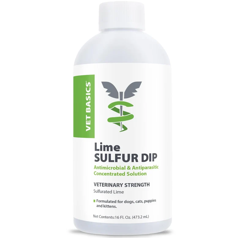Revival Vet Basics Bain au soufre-lime – Soulagement des démangeaisons cutanées et action antimicrobienne et antiparasitaire pour chiens, chats, chiots, chatons et chevaux, flacon de 470 ml