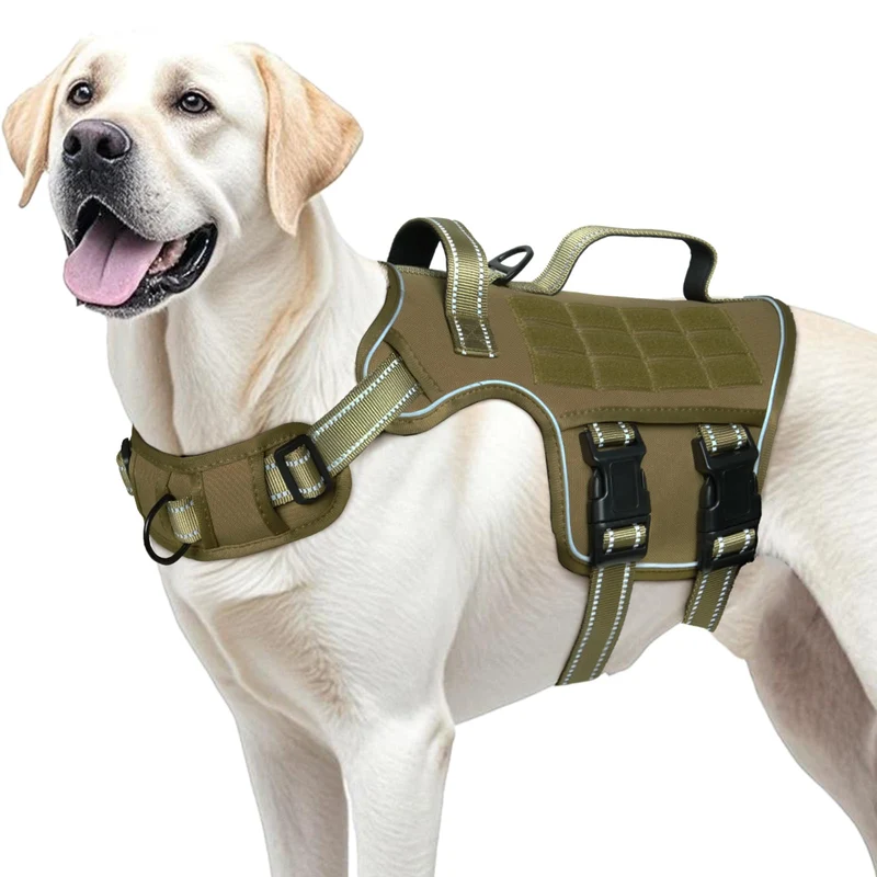 RunFido Harnais Chien Grand – Anti-Tirage, MOLLE, Boucles Rapides, Doublure Mesh