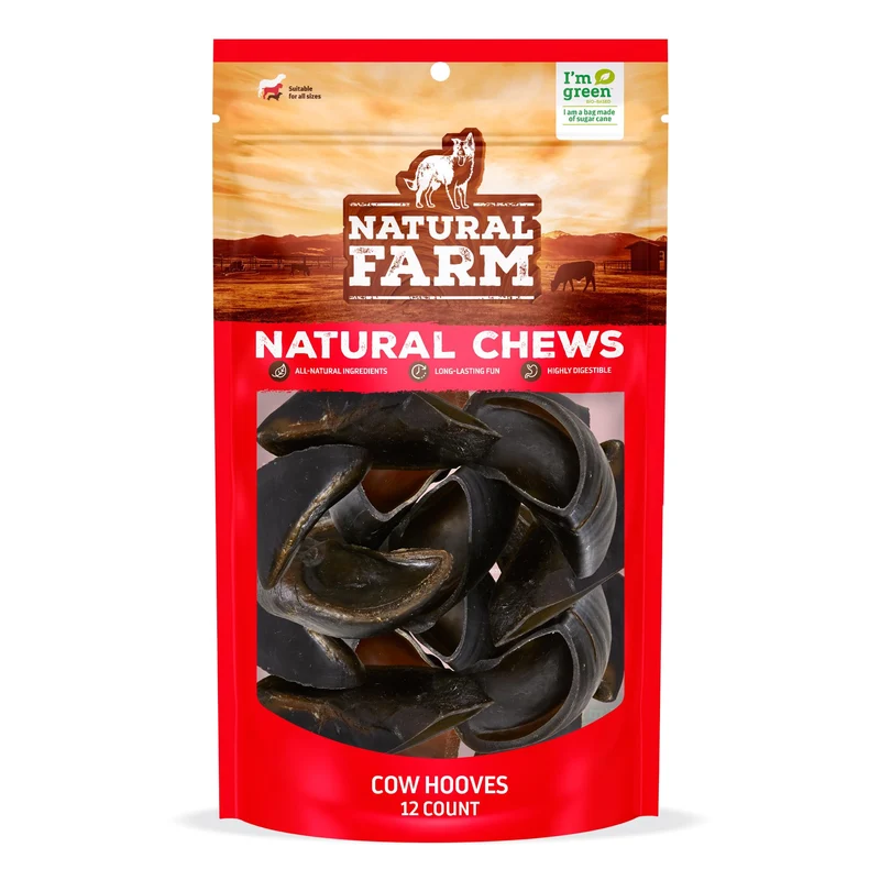 Natural Farm Sabots de Boeuf (12 pièces) – Sans Odeur, Friandises Naturelles pour Chiens, Alternative aux Bâtons à Mâcher et à la Peau Crue
