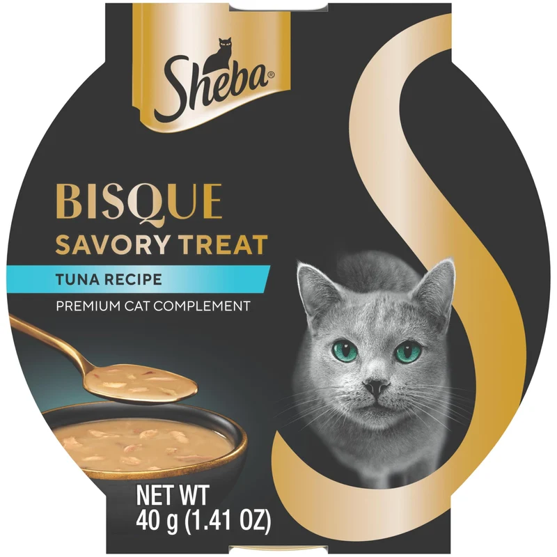 Sheba Bisque Lickable – Friandises pour chat au thon, accompagnement de repas, 14 coupelles de 1,4 oz