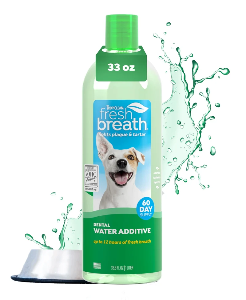 TropiClean Fresh Breath Eau Additive pour Chiens – Haleine Fraîche et Nettoyage Buccal (33,8 oz)
