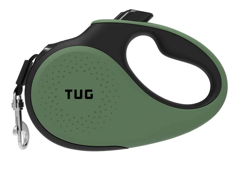 TUG Laisse Rétractable 360° Sans Enchevêtrement — Poignée Anti-Dérapante, 16 Pieds, Verrou à Une Main (M, Vert)