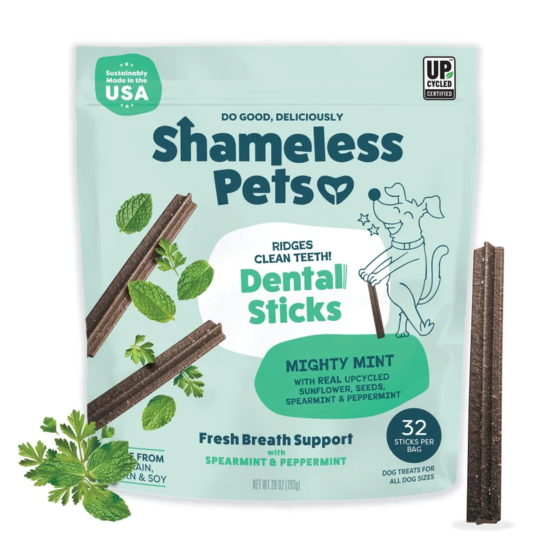Shameless Pets Triple Mint – Bâtonnets Dentaires pour Chiens, 32 sticks