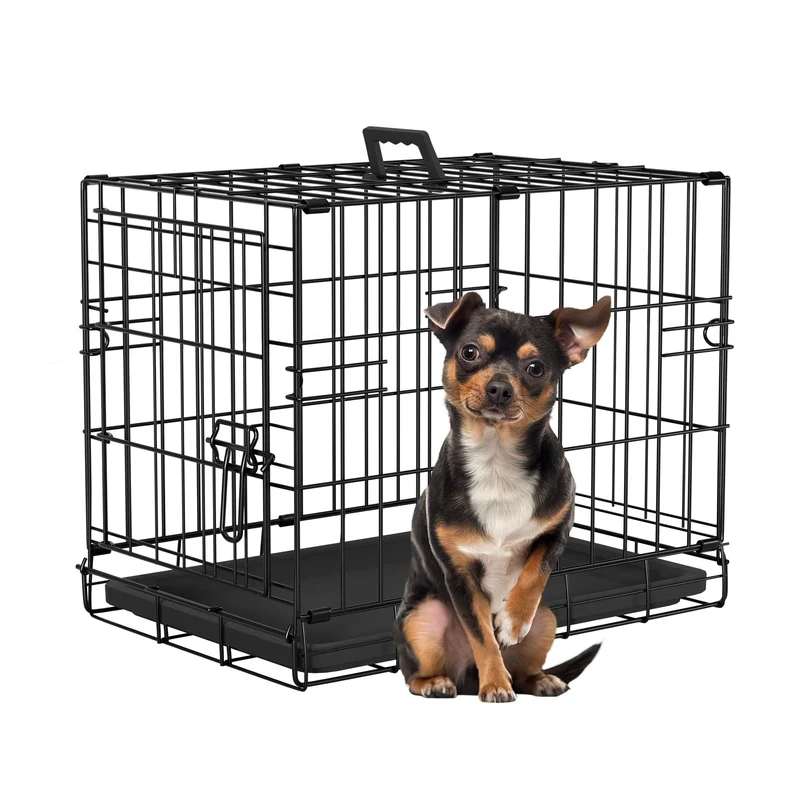 FDW Cage pour chien 18 pouces – Cage métallique pliable avec bac amovible, noir