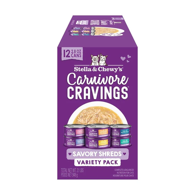 Stella & Chewy's Carnivore Cravings Savoureux Émincés – Nourriture humide pour chat, variété 24 sachets de 2,8 oz