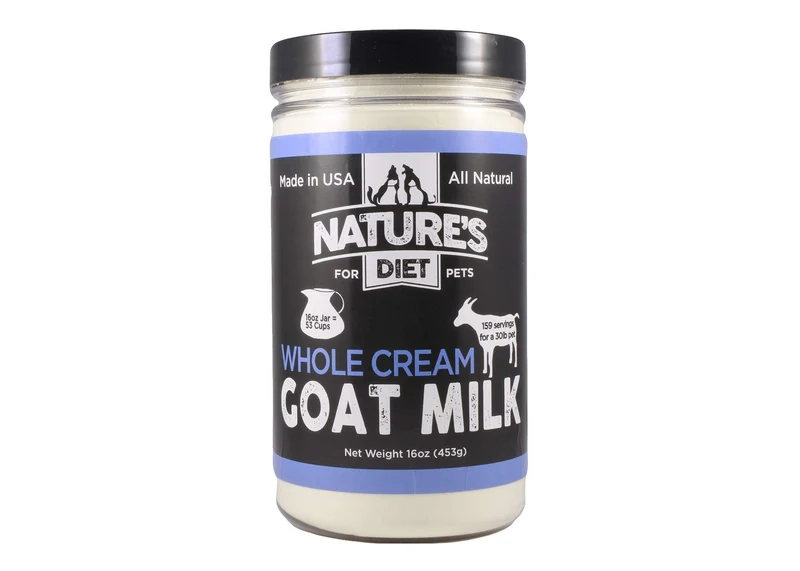 Nature's Diet Lait de chèvre entier en poudre – Topper repas pour animaux, 16 oz (53 portions ou 159 portions)