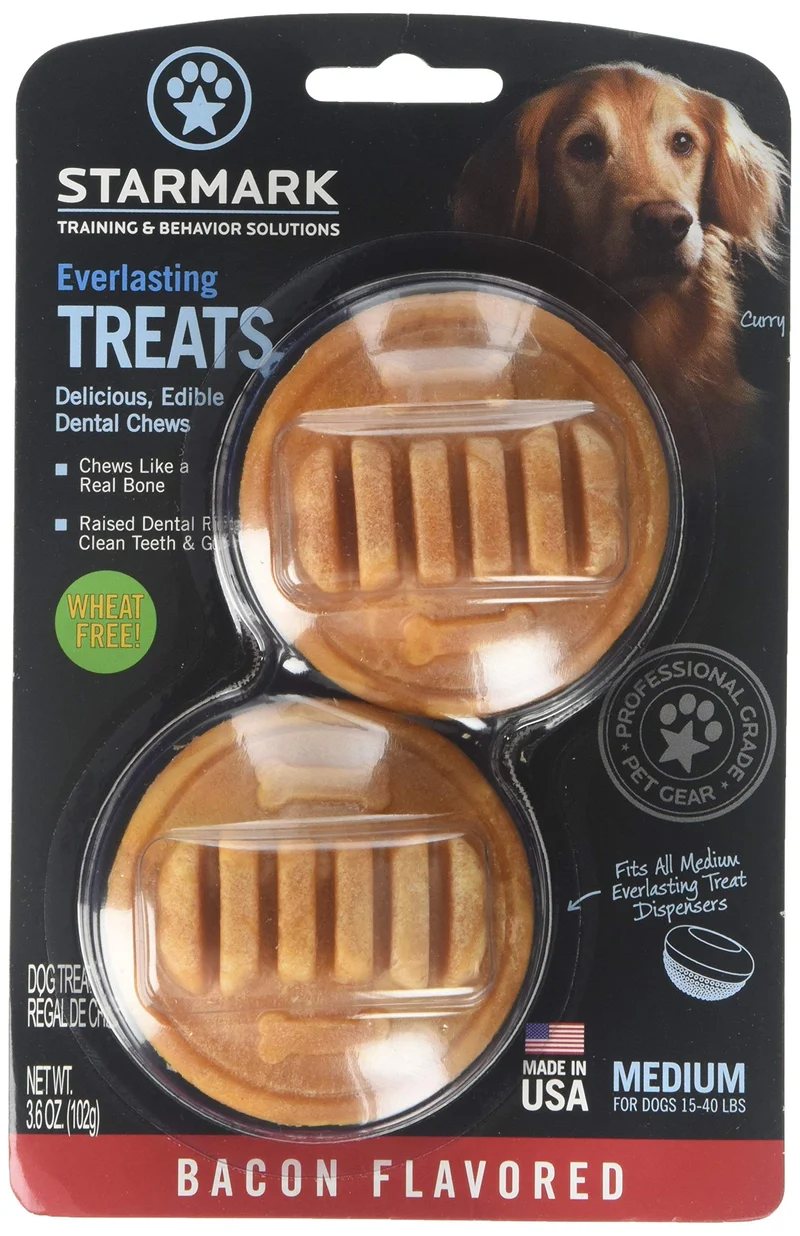 Starmark Everlasting Dental Chew – Bacon, Moyen, 8 pièces | Friandise dentaire durable pour chiens de moins de 18 kg