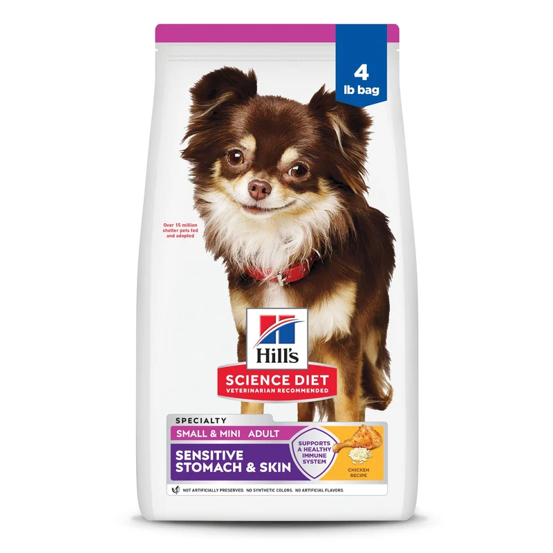 Hill's Science Diet Adult Sensitive Stomach & Skin Small & Mini – Croquettes poulet pour chien adulte, petit et mini, 4 lb (formule mise à jour)