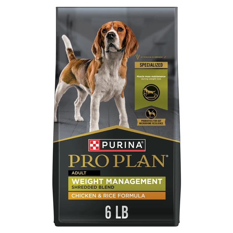 Purina Pro Plan Alimentation Chien – Gestion du Poids, Mélange Haché au Poulet et Riz, Sac 6 lb