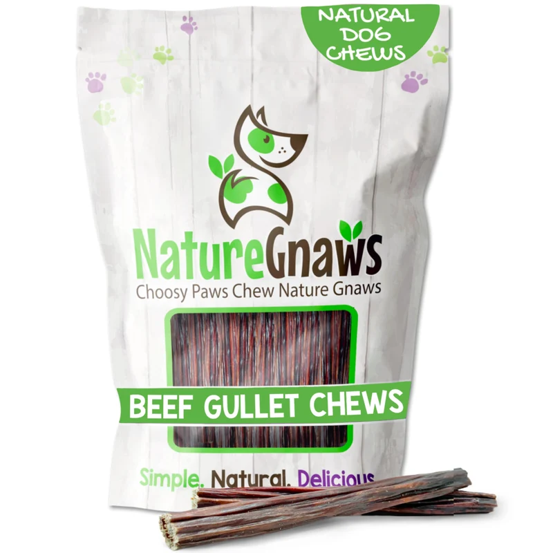 Nature Gnaws Bâtons Goulet de Bœuf pour Chiens 5–6 pouces (1 lb) – Friandise Naturelle à Mâcher – Sans Cuir