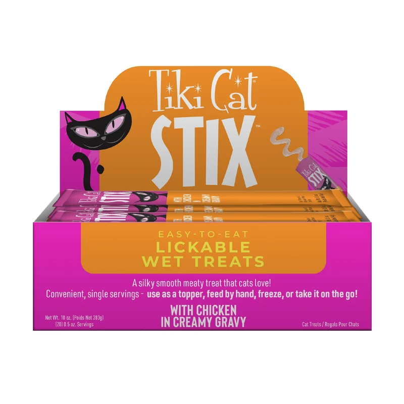 Tiki Cat Stix Mousse – Friandise individuelle au poulet dans sauce crémeuse, 0,5 oz, 20 portions