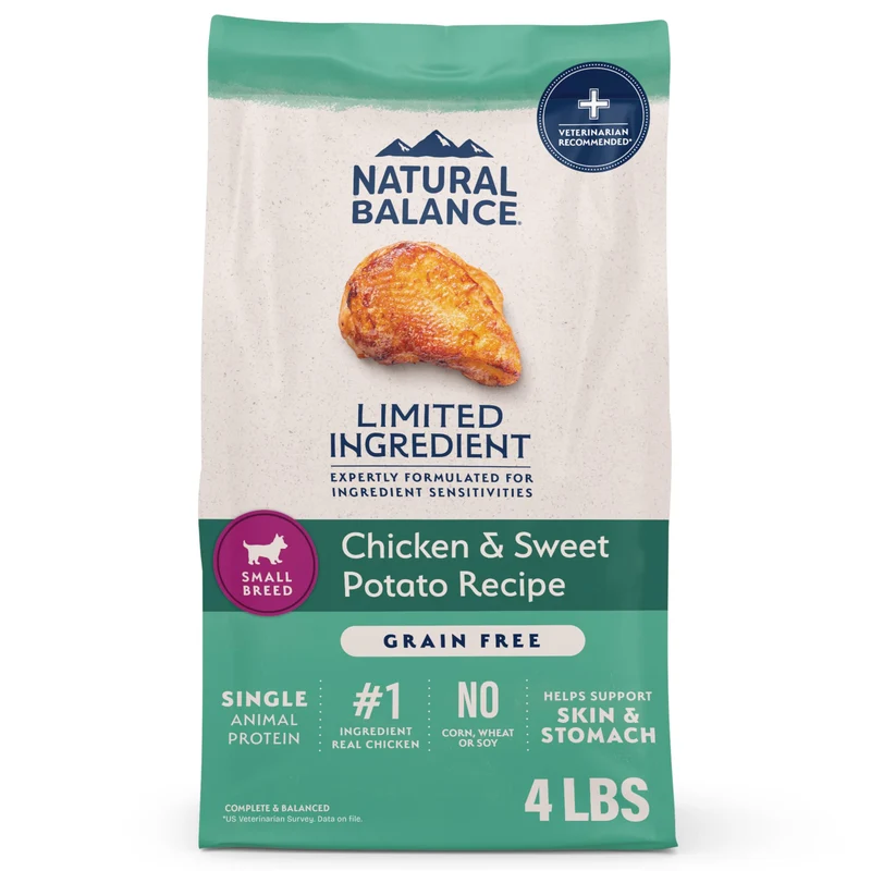Natural Balance Limited Ingredient Small Breed – Poulet et Patate Douce Sans Céréales, 4 lb
