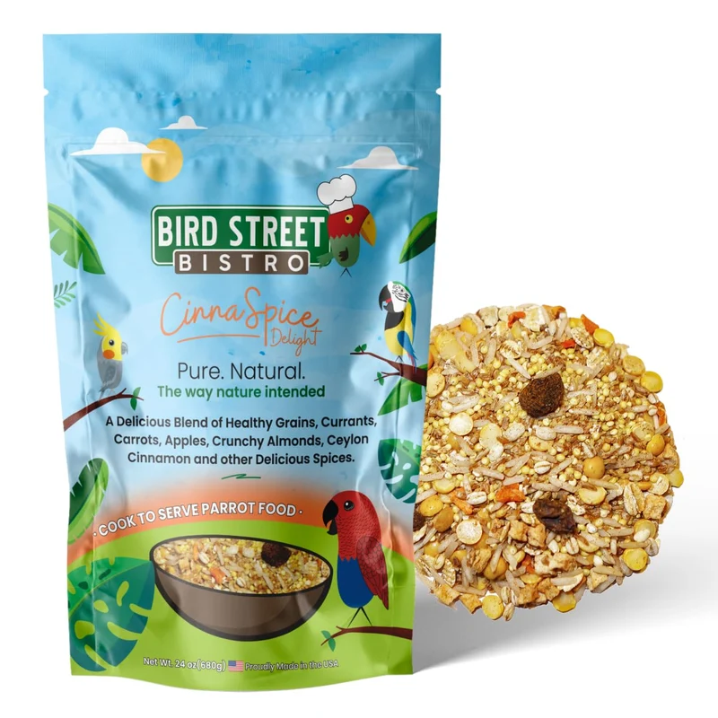 Bird Street Bistro CinnaSpice – Nourriture pour perruches et calopsittes, 24 oz, cuisson rapide 3–15 min, ingrédients naturels – USA