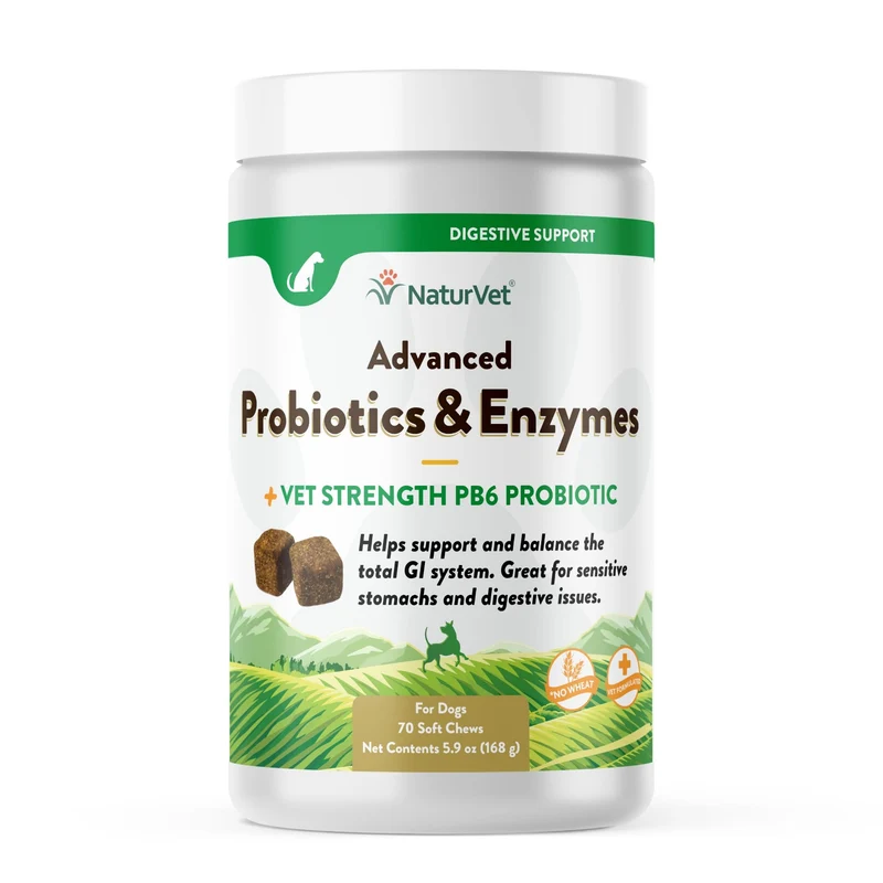 NaturVet Probiotiques et Enzymes Avancés – Friandises Molles pour Chien Saveur Lardon Fumé, 70 Unités