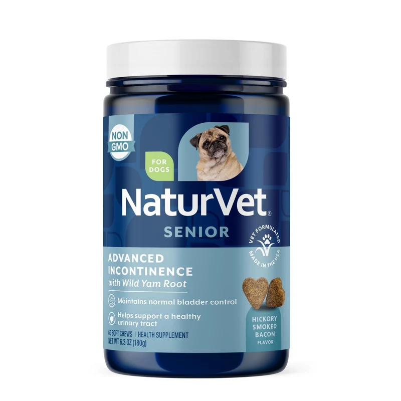 NaturVet Senior Avancé Incontinence – Supplément pour chien, contrôle de la vessie, 60 friandises molles