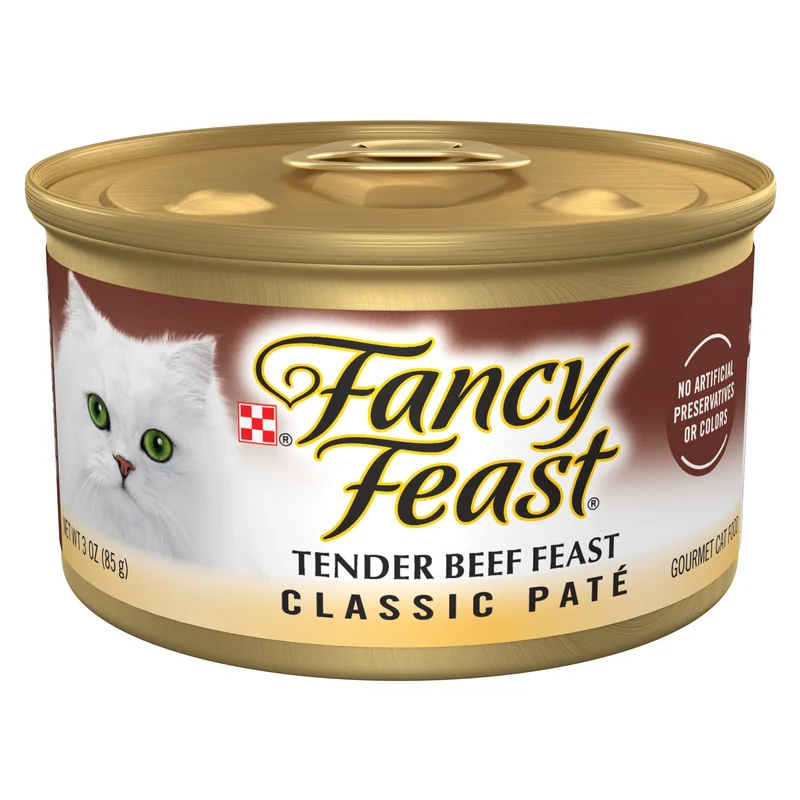 Fancy Feast Tender Beef Pâté Classique Sans Céréales pour Chat — Lot de 24 boîtes de 85 g (3 oz)