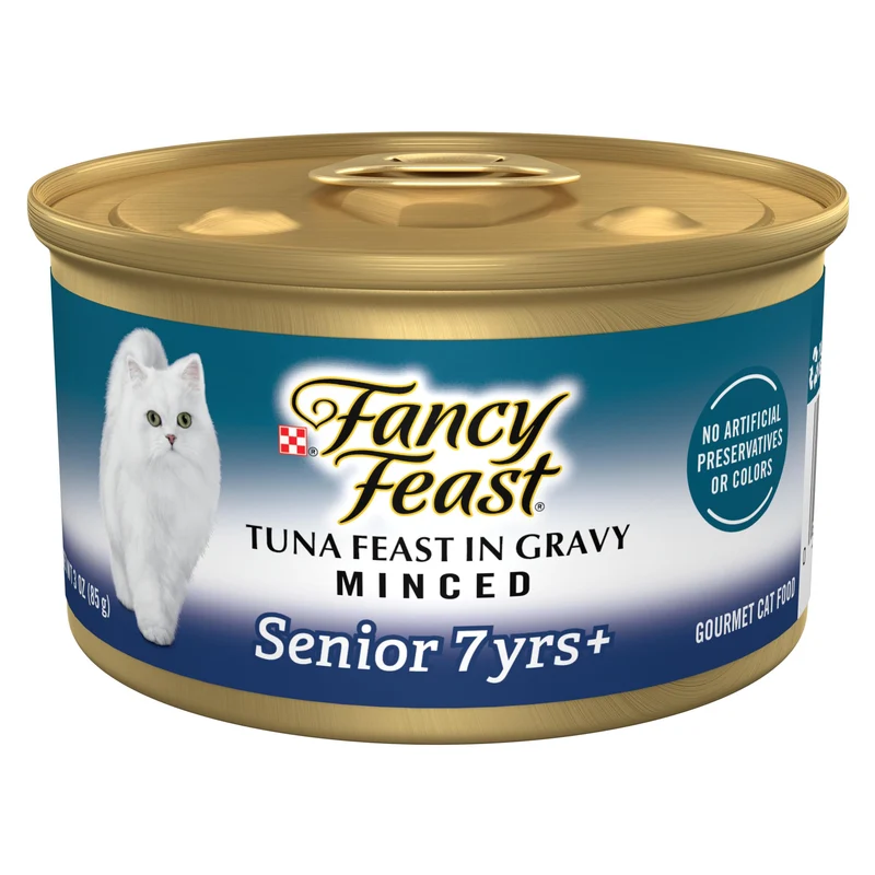 Purina Fancy Feast Senior - Thon en Sauce Mince pour Chat 7+ | Aliment Humide 3 oz, Lot de 24