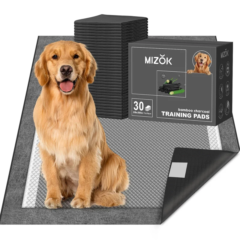 MIZOK Tapis Urine Chien Charbon 28x30 – Absorption Supérieure et Odeur Contrôlée