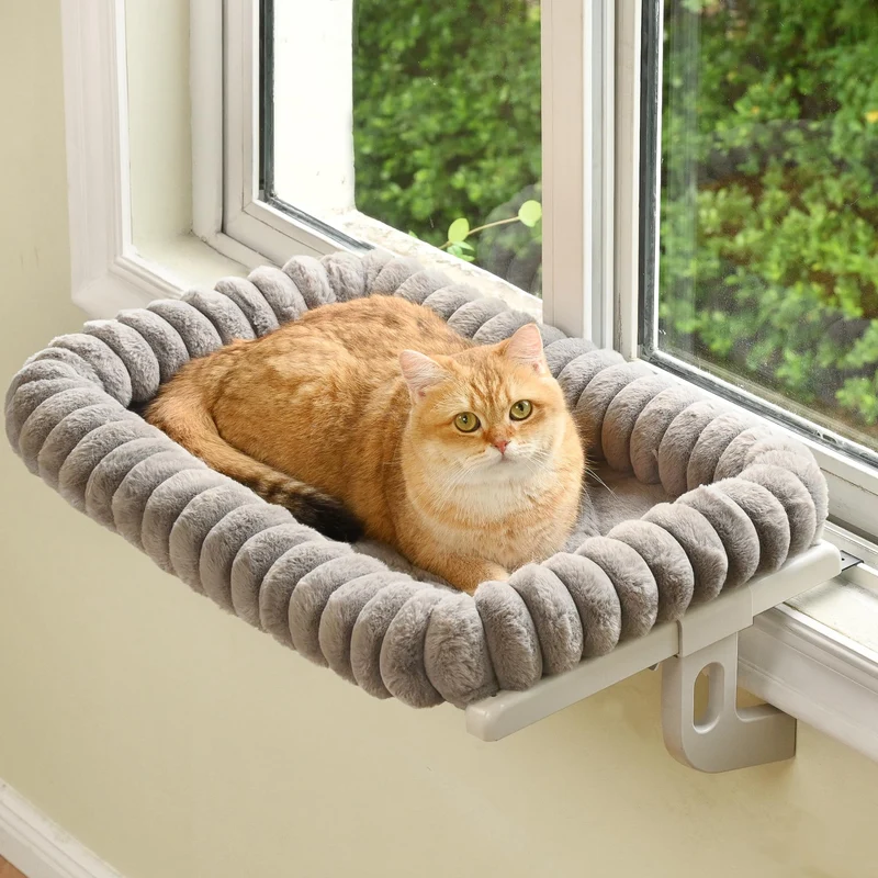 Zoratoo Cloud-Cuddle – Perchoir Fenêtre pour Chat, Coussin Zip Déhoussable et Cadre Métal