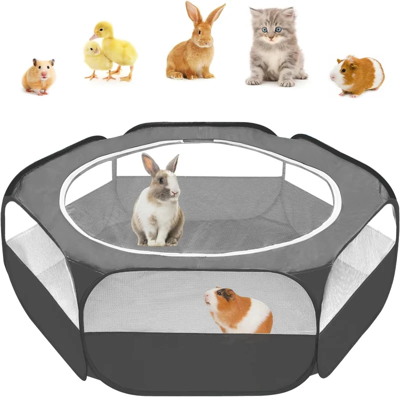 Amakunft Parc Pliable pour Petits Animaux – 47'' x 23,6'' x 15'' avec Couverture Maillée