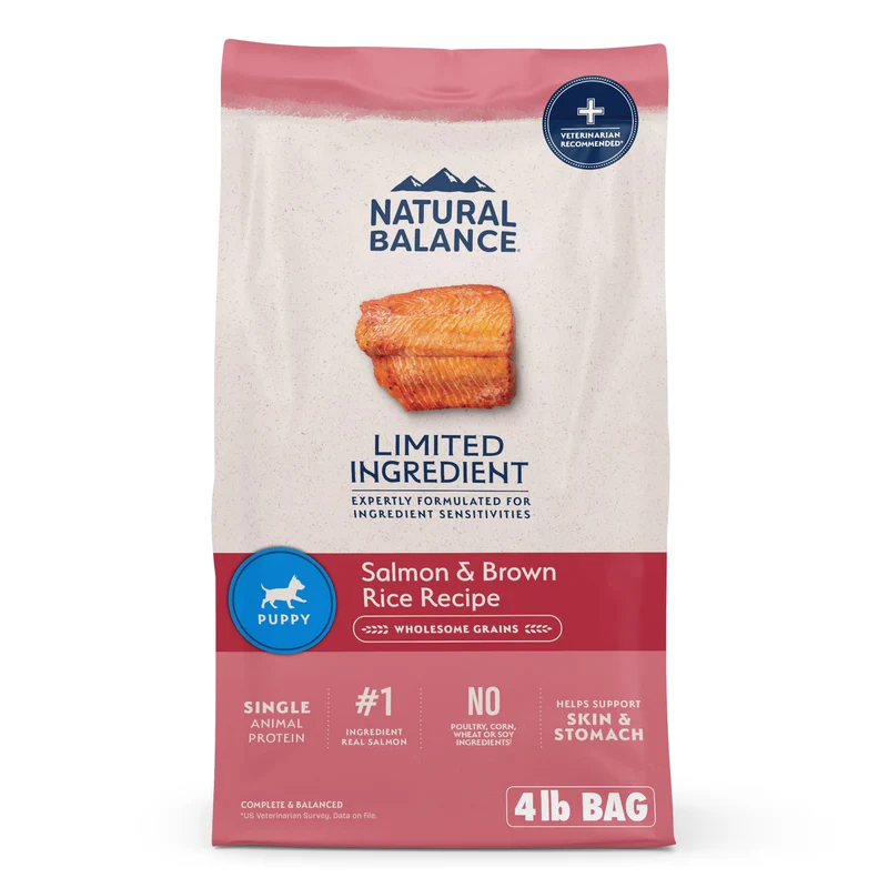 Natural Balance Chiot – Croquettes à ingrédients limités, Saumon et Riz brun, 4-livres