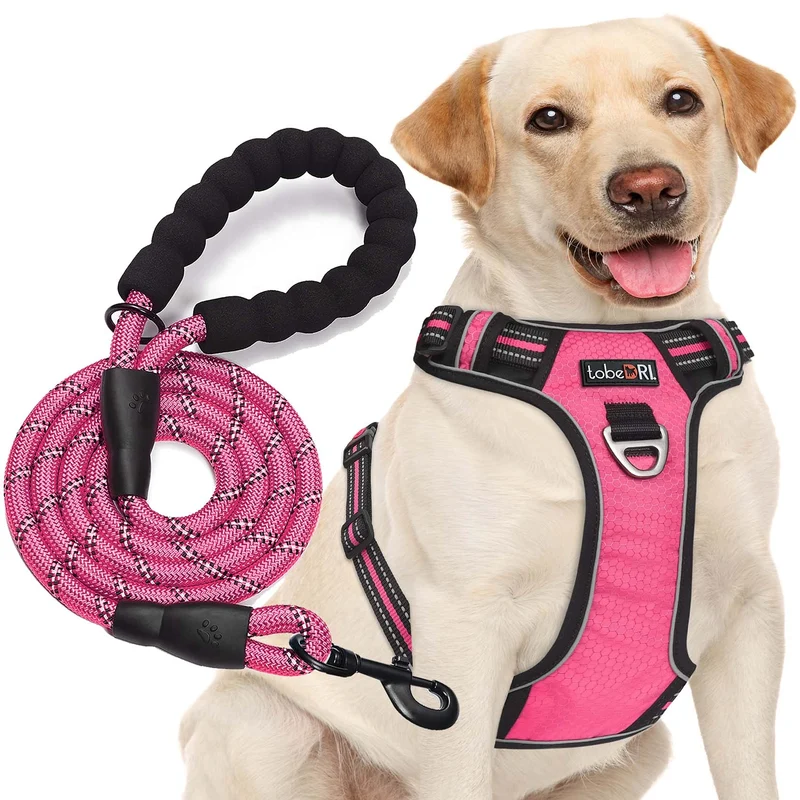 tobeDRI Harnais anti-tirage pour chien — Ajustable et réfléchissant (Taille M à L) + Laisse robuste de 1,5 m offerte