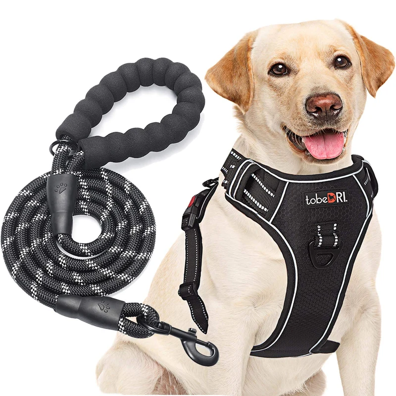 tobeDRI Harnais pour Chien Anti-Tirage Réglable et Réfléchissant – Laisse 5 Pieds Offerte