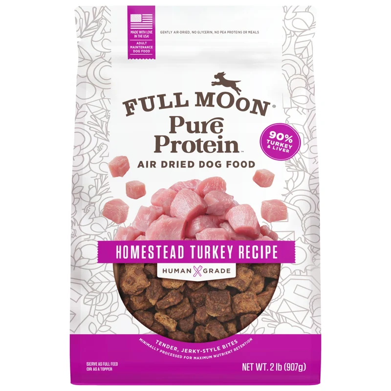Full Moon Pure Protein — Nourriture pour chien séchée à l'air, Dinde Homestead, 2 lb