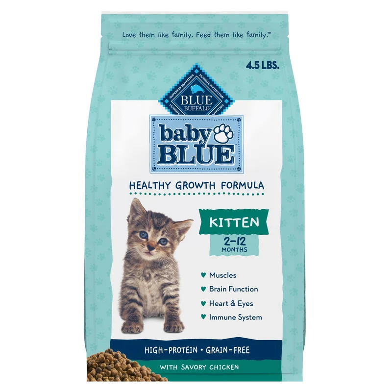 Blue Buffalo Baby BLUE – Croquettes sans céréales pour chatons, Recette poulet, Croissance saine, sac de 4,5 lb