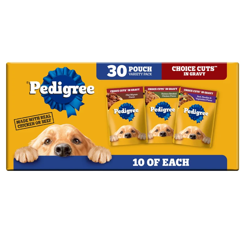 Pedigree Choix en Morceaux dans Sauce – Nourriture humide pour chien adulte, sachets 3,5 oz, pack 30 sachets