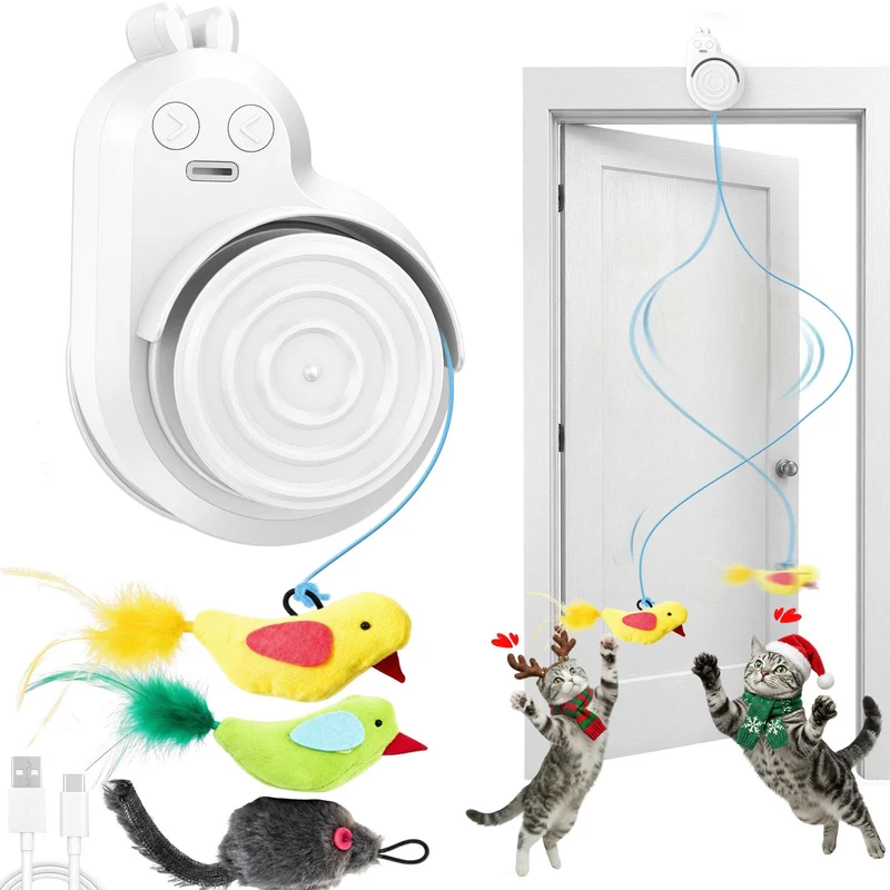 Catpick — Jouets interactifs pour chats d’intérieur : oiseau volant et souris en peluche (USB rechargeable)