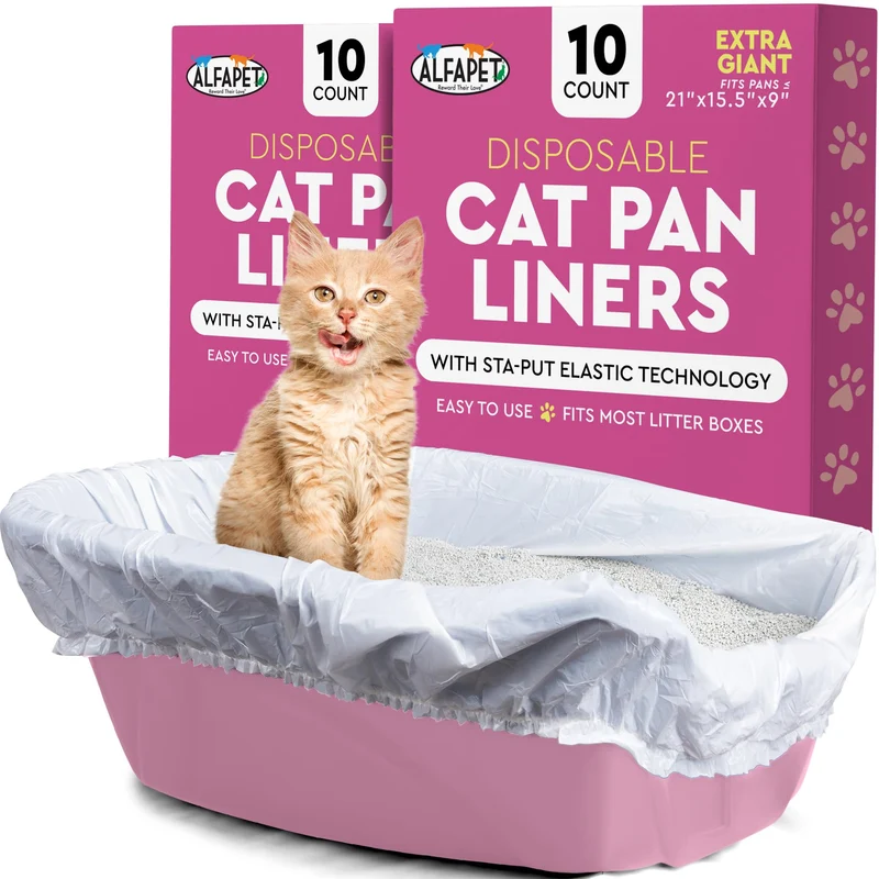 Alfapet – Sacs pour bac à litière élastiques, 20 pièces, lot de 2, tailles Large à Extra-Giant, Sta-Put