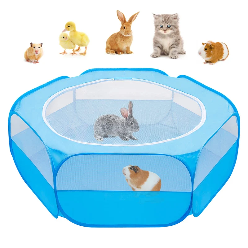 Amakunft Parc Répliable pour Petits Animaux – 47'' x 23,6'' x 15'' avec Couvercle Maillé