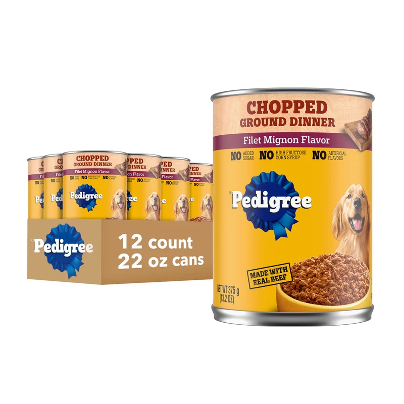 Pedigree Repas Humide Adulte – Filet Mignon, Boîtes 13,2 oz, Lot de 12
